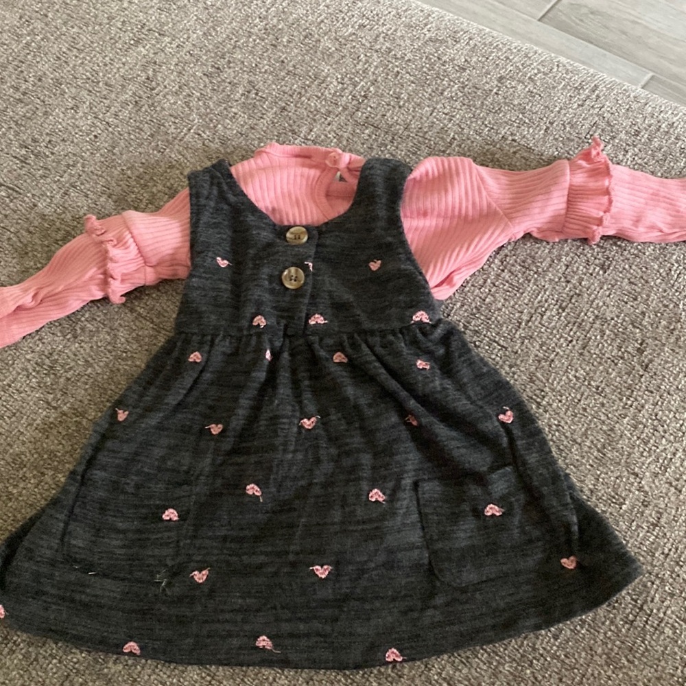 Two piece longsleeve pink onesie with matching dress